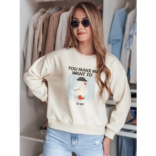 DStreet Bluza damska oversize z nadrukiem GOOSHY ecru Cene