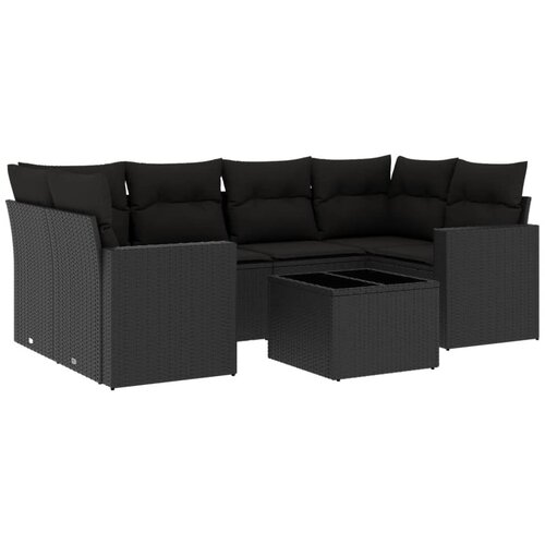 Maison Chic Seti vrtnega pohištva - Vrtna garnitura - Vrtni pohištvo set 7-delna z blazinami črn poli ratan, (21806106) Cene