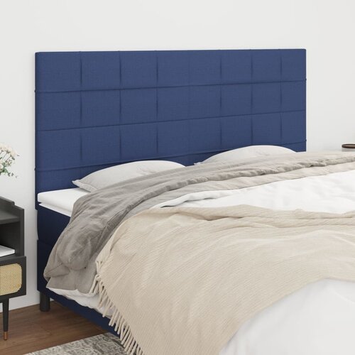 VidaXL Posteljno vzglavje 4 kosa moder 100x5x78/88 cm blago Slike
