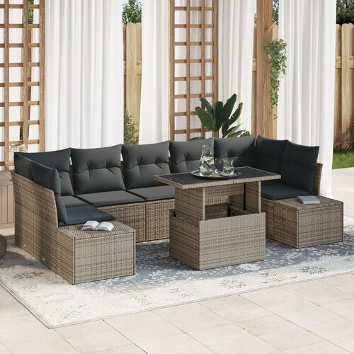 vidaXL Set vrtnih sofa od 8 dijelova s jastucima sivo poliratan Cene