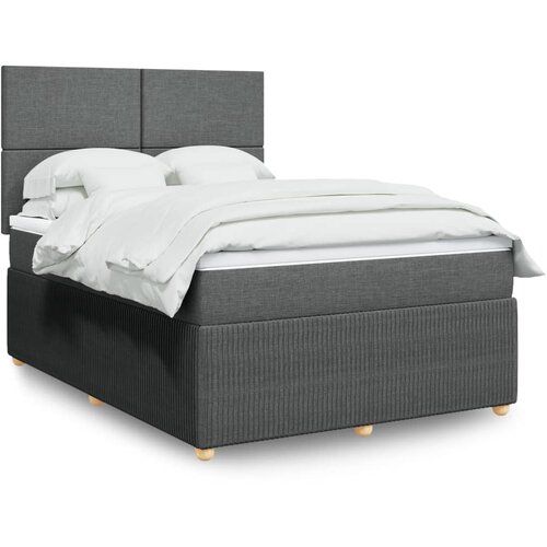 VidaXL Okvir kreveta s oprugama i madrac svjetlosivi 160x200cm tkanina Slike
