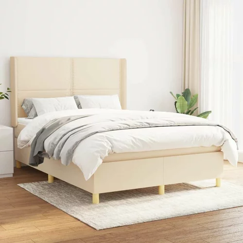  Box spring postelja z vzmetnico krem 140x200 cm blago, (20726391)