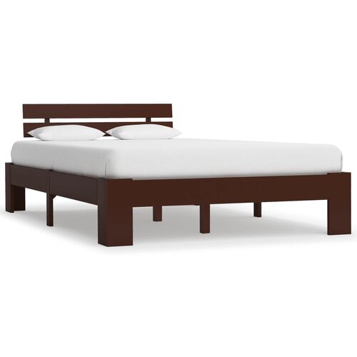 VidaXL Posteljni okvir temno rjav iz trdne borovine 140x200 cm Slike
