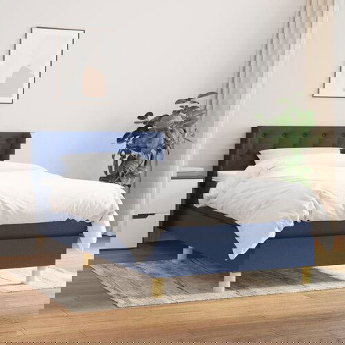 vidaXL Krevet s oprugama i madracem plavi 90 x 200 cm od tkanine Cijene