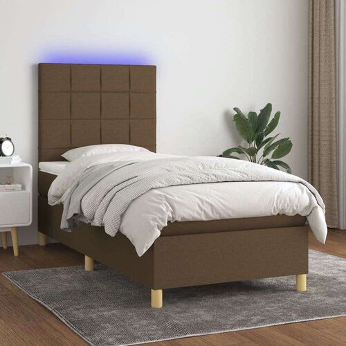  Box spring postelja z vzmetnico LED temno rjava 80x200 cm blago, (20930597) Slike