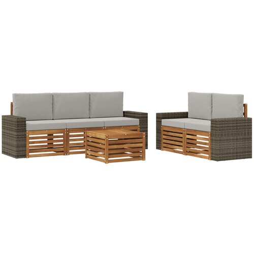  Set vanjskih sofa 6 kom. Prirodna i svjetlosiva Slike