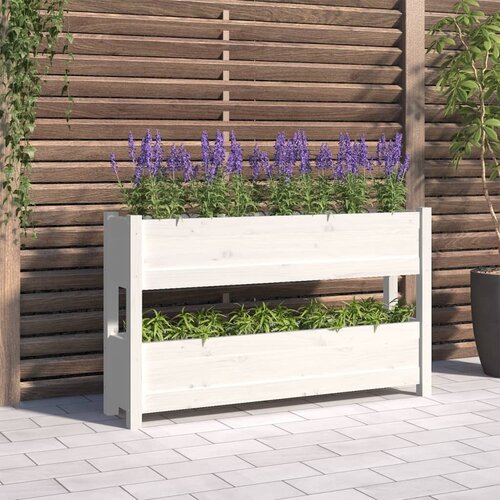 vidaXL visoka greda bela 112x25x66 cm trdna borovina Cene