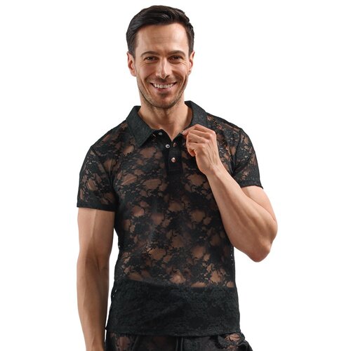 Svenjoyment Floral Lace Transparent Short Sleeves Shirt 2162148 Black S Slike