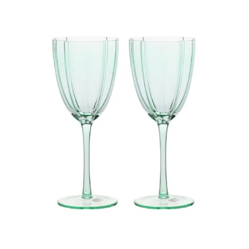 Widdop & Co. Hestia - Čaše set 2 - Hestia, Bright Green Scalloped, Wine Cene