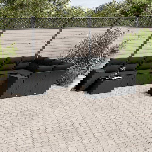 vidaXL 10-dijelni set vrtnih sofa s jastucima crni od poliratana Cijene