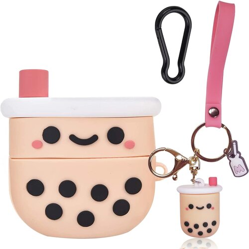 Venisymlis Prikupen ovitek za slu&amp;scaron;alke AirPods Pro, roza Boba Milk Tea silikon z obeskom za ključe, (22102343) Slike