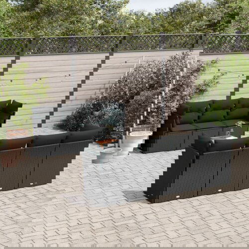  The Living Store Vrtna sedežna garnitura 8-delna z blazinami črn poli ratan - Vrtna Sedežna Garniture, (21452695) Cene