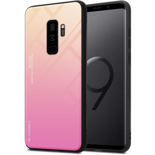 Cadorabo Ohi&scaron;je, združljiv s Samsungom v rumeni - roza - dvobarvni za&scaron;čitni pokrov iz silikona TPU in hrbta iz kaljenega stekla, (20573537) Cene