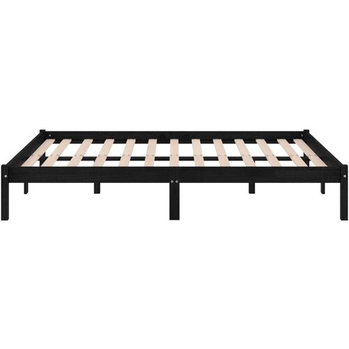 VidaXL Okvir za krevet od masivne borovine crni 135 x 190 cm UK bračni Slike