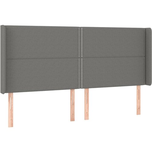 VidaXL Vzglavje z u&amp;scaron;esi temno sivo 163x16x118/128 cm blago, (20954107) Slike