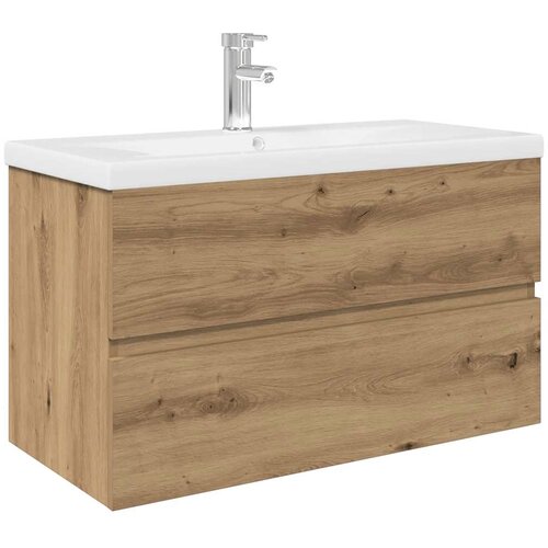 vidaXL omarica za umivalnik z vgrajenim umivalnikom pipo Artisan Oak, (22090262) Cene