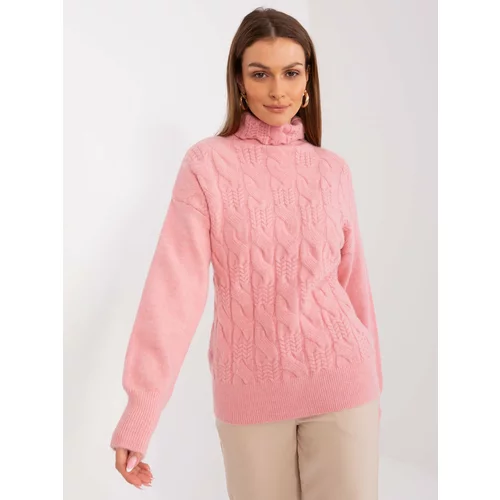 Fashion Hunters Light pink women's sweater with cuffs