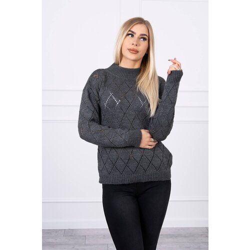 Kesi High-neckline sweater with graphite diamond pattern Slike