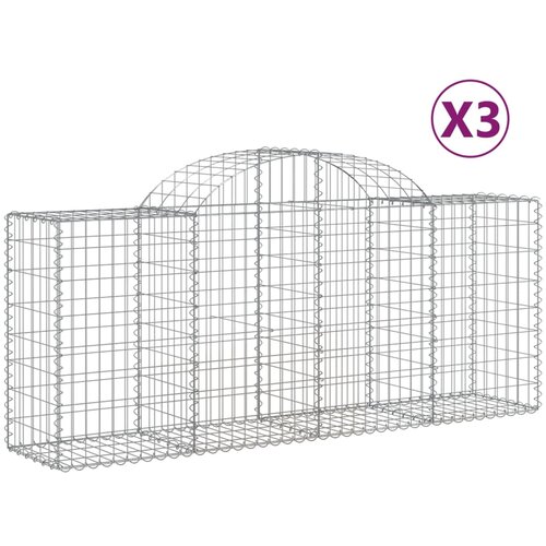  Lučne gabionske ko&amp;scaron;are 3 kom 200x50x80/100 cm pocinčano željezo Slike