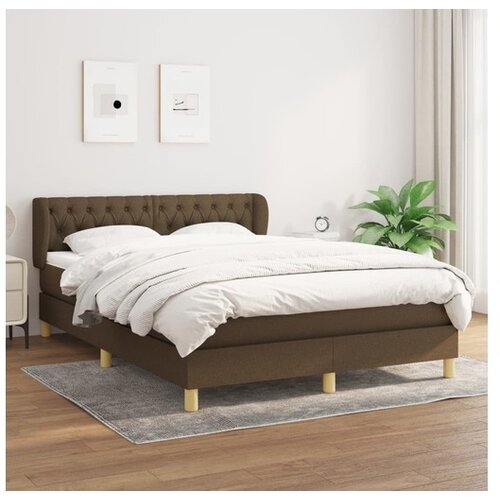 VidaXL Krevet s oprugama i madracem tamnosmeđi 140 x 190 cm od tkanine Slike