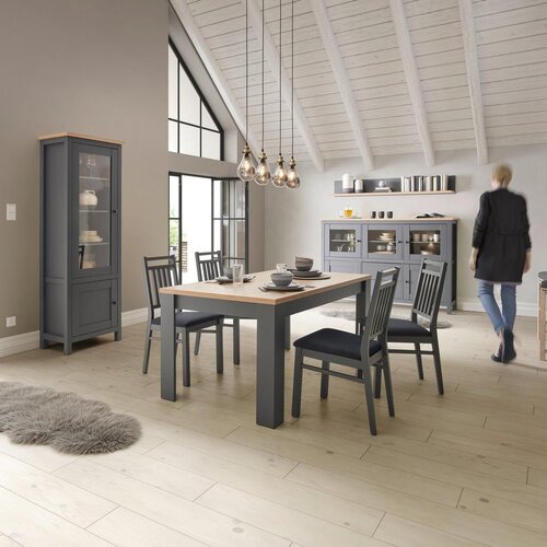 Bessagi Home Raztegljiva Miza Claudio, Temno Siva, Hrast, 160-200x90 Cene