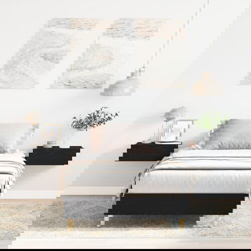 vidaXL Krevet Crni hrast MDF, čvrsta hrastovina 75 x 190 cm Proširiv Cijene