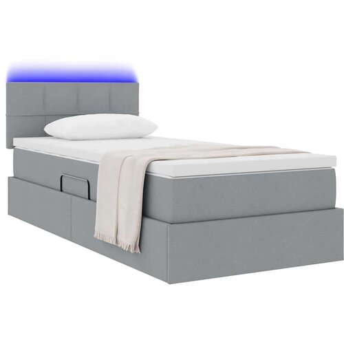 VidaXL Krevet s prostorom za pohranu s LED-om Svijetlo siva tkanina Slike