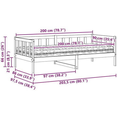  Dnevni krevet s madracem Smolasto smeđa i bijela 90 x 200 cm Slike