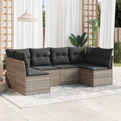 vidaXL 6-dijelni set vrtnih sofa od poliratana s jastucima svjetlosivi Cijene