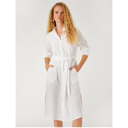 Koton Midi Shirt Dress Linen Blended Cene