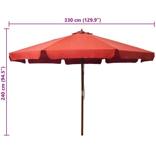  Vrtni suncobran s drvenom &amp;scaron;ipkom 330 cm boja cigle Slike