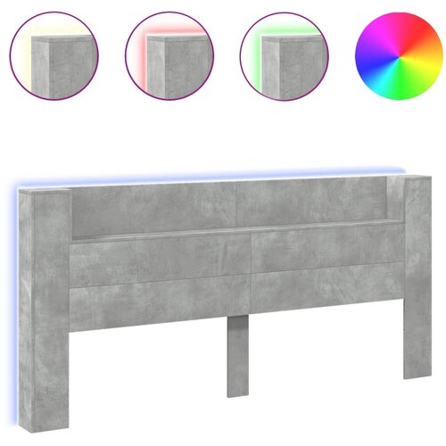 Maison Chic posteljno vzglavje - vzglavna omarica - nočna omarica led beton. siva 220x16,5x103,5 cm, (21705774) Slike