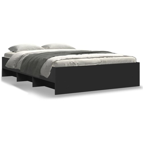 VidaXL Okvir za krevet crni 140x190 cm konstruirano drvo Slike