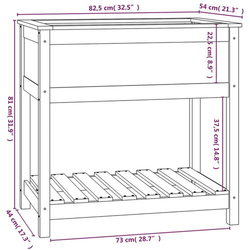  Sadilica s policom crna 82,5x54x81 cm od masivne borovine Slike