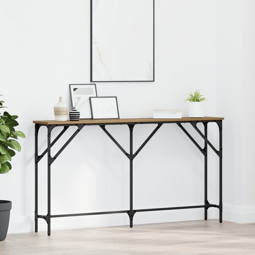 VidaXL Vhodna konzola Umetni hrast 140x23x75 cm Inženirski les Slike