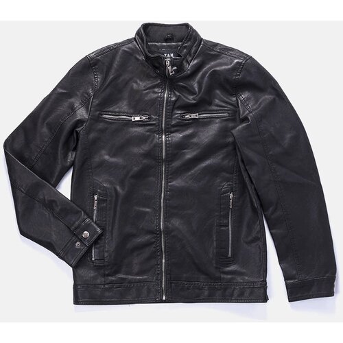 Gemre Black Men's Faux Leather Jacket Leverett Cene