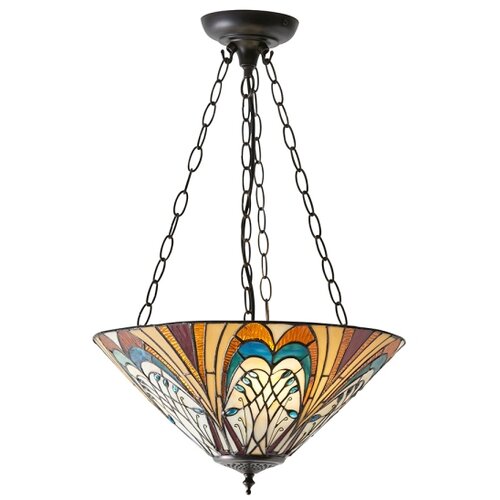 Endon 70750 - Luster na lancu Tiffany HECTOR 3xE27/60W/230V, prečnik 40 cm Slike
