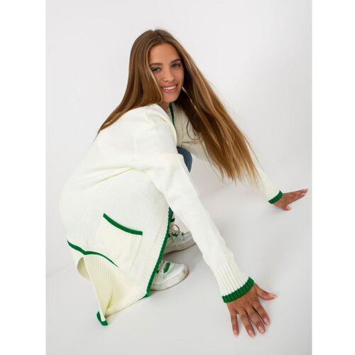Fashion Hunters Ecru-green oversize cardigan with pockets RUE PARIS Slike