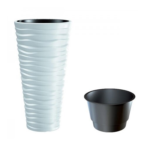 Plastična saksija plastična sand slim 30X52CM bela sa uloškom pr DPSA300-S449 Slike