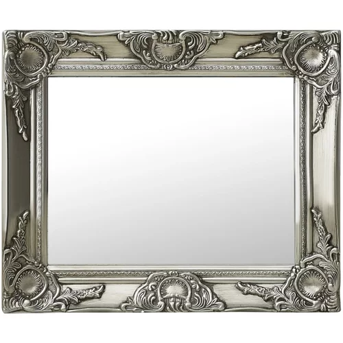 vidaXL stensko ogledalo v baročnem stilu 50x40 cm srebrno