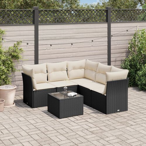  6-dijelni set vrtnih sofa s jastucima crni od poliratana Cijene