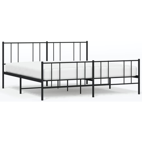 VidaXL Kovinski posteljni okvir z vzglavjem in vznožjem črn 200x200 cm, (20642503) Slike