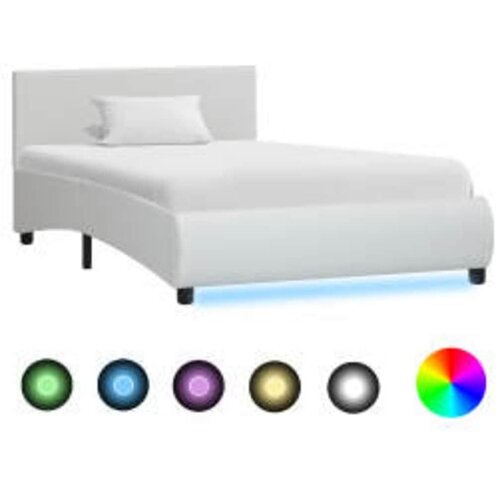  posteljni okvir z LED osvetlitvijo, umetno usnje, bela, 100&amp;times;200 cm Slike