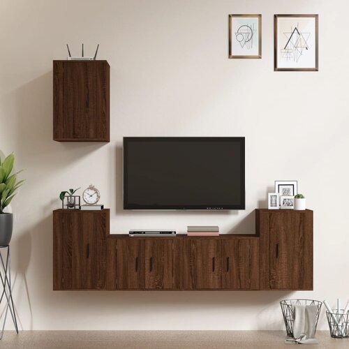 VidaXL 5-dijelni set TV ormarića boja smeđeg hrasta konstruirano drvo Slike