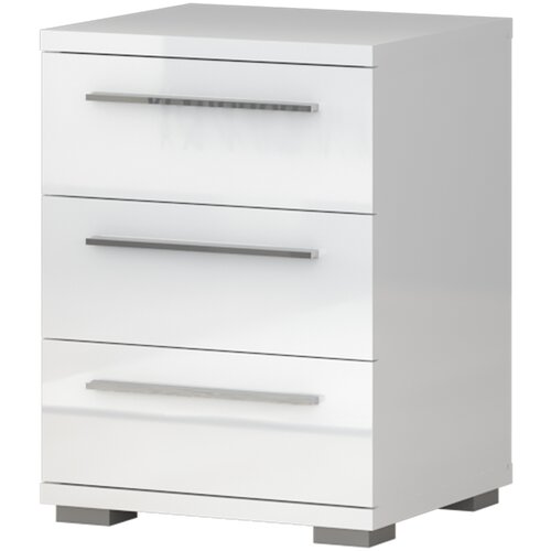 Jela NOĆNI STO NS3/PN - kolekcija Piano - Kristalno bela/Kristalno Bela HG Lak - 45x61x40 cm Cene
