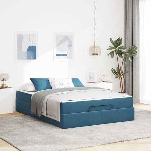 vidaXL Krevetna konstrukcija Plava 140 x 200 cm Baršun Cijene