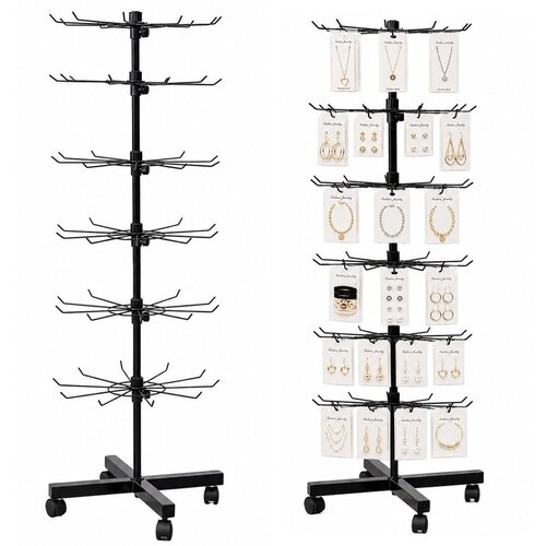  Rotating Display Shelf Hanger 6-Tier On Wheels Black 40x150cm Slike