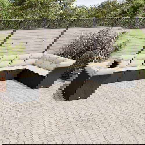  10-dijelni set vrtnih sofa s jastucima crni od poliratana Cijene