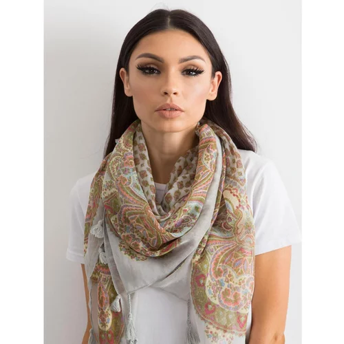 Fashion Hunters Scarf with fringes and a light gray print