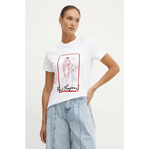 Karl Lagerfeld Pamučna majica za žene, boja: bež, 245W1713
